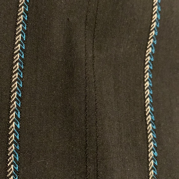 VEUC Le Chateau Button Up Blouse -Black w Blue & Silver Striped Detail - size L - Picture 12 of 14